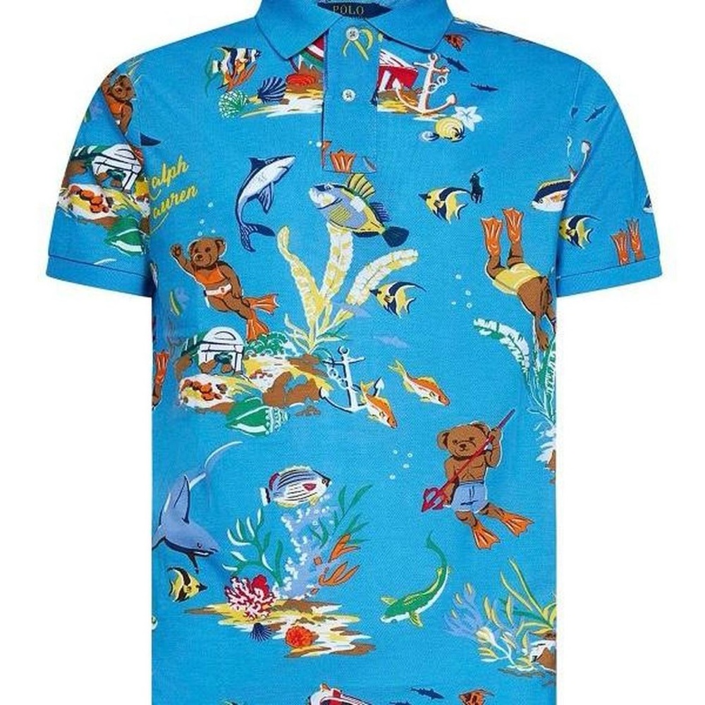 Polo ralph lauren mens underwater ocean bear polo - Picture 1 of 2